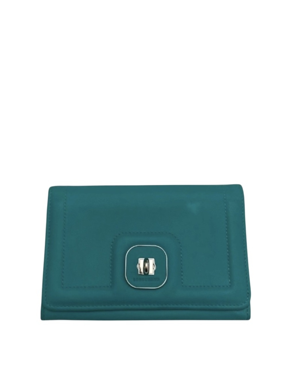 LONGCHAMP - TURQUOISE SMOOTH LEATHER COMPACT BIFOLD SNAP WALLET